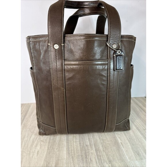 Coach 1941 Tote Bag Pebbled Legacy Leather Large Draft Dark Brown  # AC06S-70011 - Picture 1 of 13